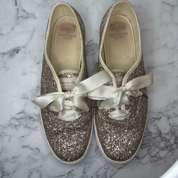 Keds x Kate Spade Rose Gold Glitter Sneakers 9 - Picture 2 of 6